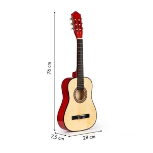 VELIKA DRVENA GITARA ZA DECU CRVENA velika drvena gitara za decu crvena pogled sa strane
