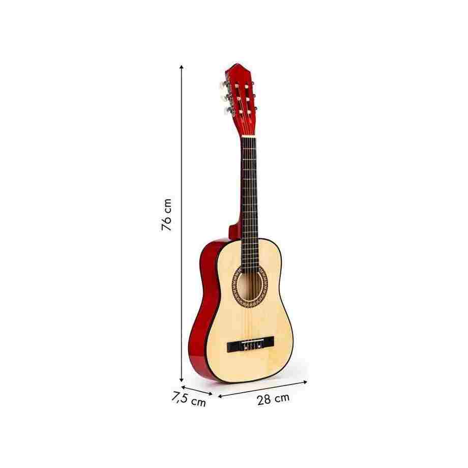 VELIKA DRVENA GITARA ZA DECU CRVENA velika drvena gitara za decu crvena pogled sa strane