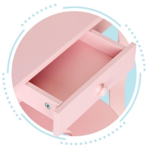 Veliki drveni sto za šminkanje za devojčice sa ogledalom, Pink, ECOTOYS veliki drveni sto za šminkanje za devojčice sa ogledalom roze tekstura materijala