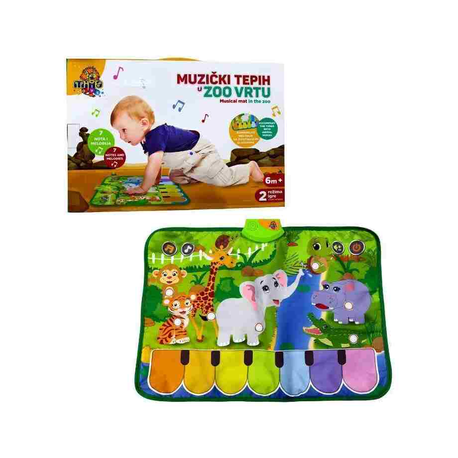 muzički tepih u zoo vrtu za bebe sa šarenim motivima