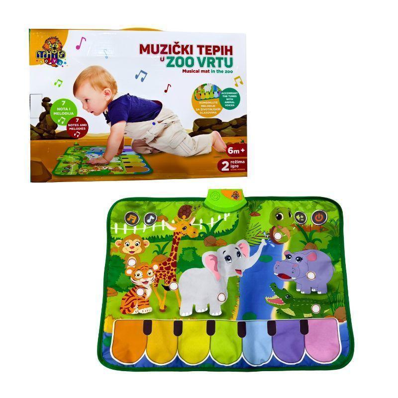 muzički tepih u zoo vrtu za bebe sa šarenim motivima