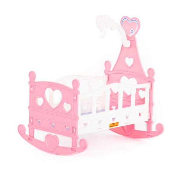 kolevka za lutke bebe ružičasta drvena