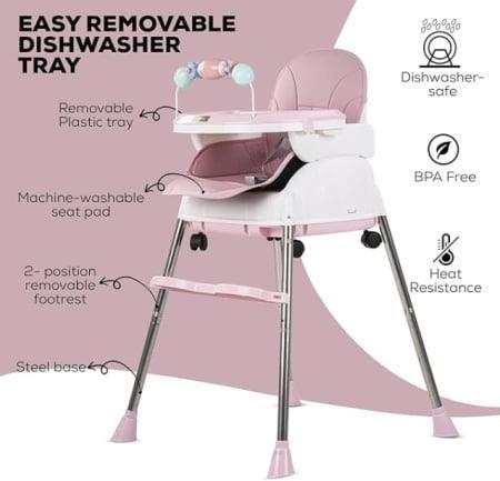 hranilica baby line roze model c006 za decu uzrasta 6 do 60 meseci pogled sa strane