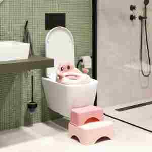 Adapter za WC šolju sa stepenicama i platformom za decu, roze, ECOTOYS - Slika 1