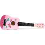 drvena gitara za decu sa metalnim žicama pink eco toys sa trzalicom