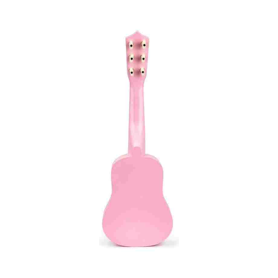 drvena gitara za decu sa metalnim žicama pink eco toys sa trzalicom