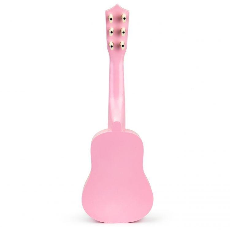 drvena gitara za decu sa metalnim žicama pink eco toys sa trzalicom