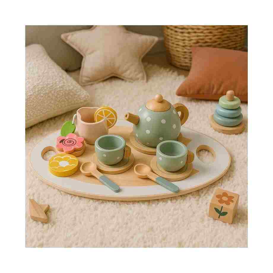 drveni set za caj – cajnik soljice 14 delova – ecotoys5342996