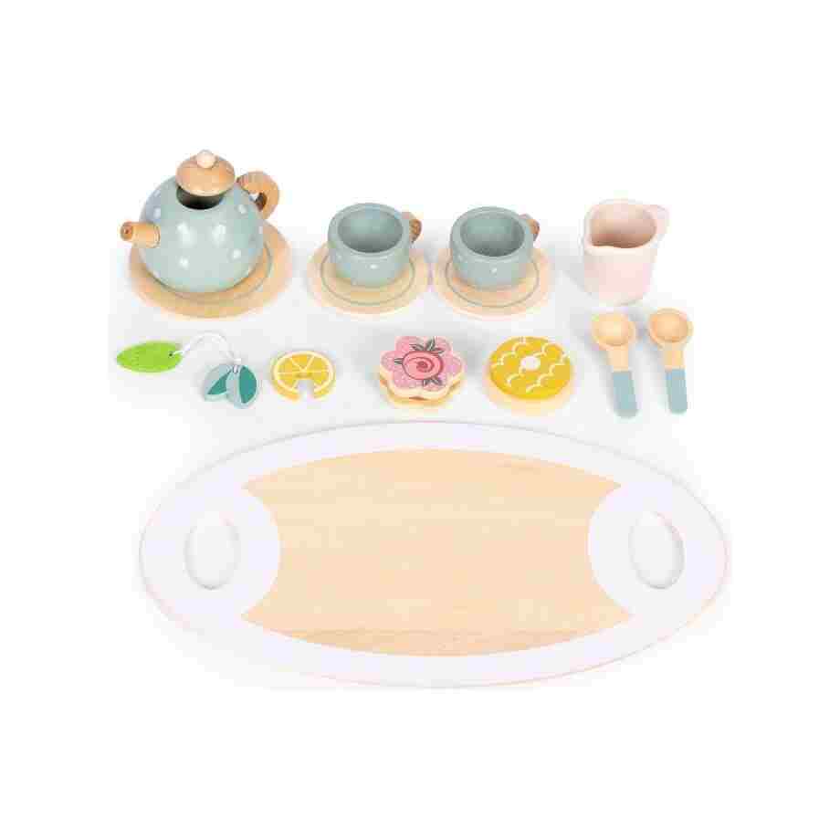 drveni set za caj – cajnik soljice 14 delova – ecotoys5343002