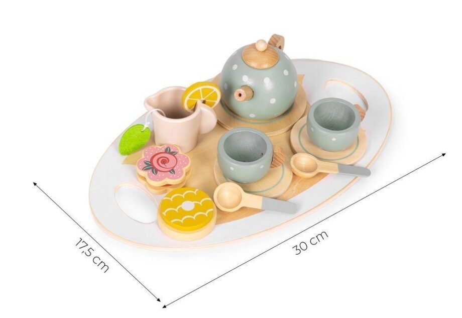 drveni set za caj – cajnik soljice 14 delova – ecotoys5343005