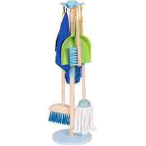 Drveni set za čišćenje za decu – metla, mop i đubrovnik, 7 delova – ECOTOYS - Slika 3