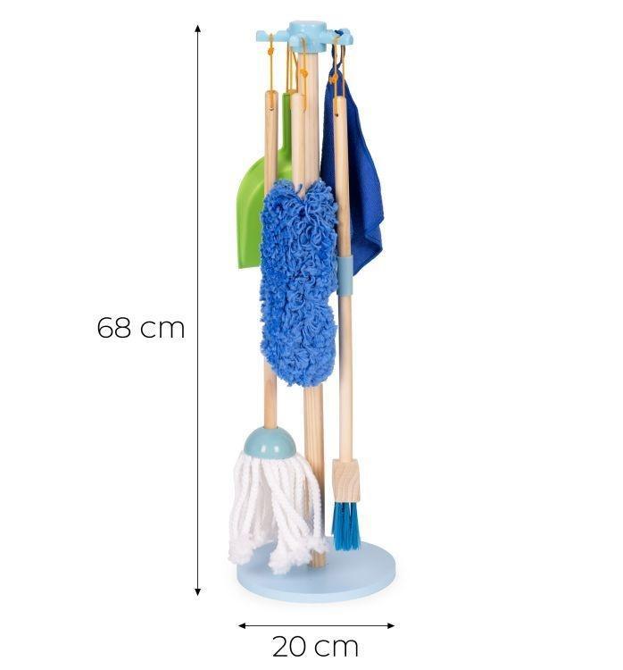 Drveni set za čišćenje za decu – metla, mop i đubrovnik, 7 delova – ECOTOYS