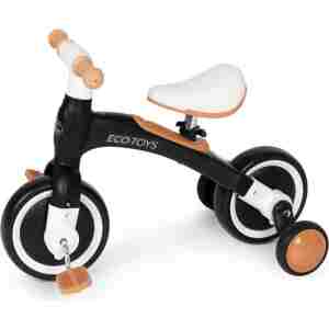 Ecotoys balans bicikl sa pedalama i pomoćnim točkovima 3u1 black