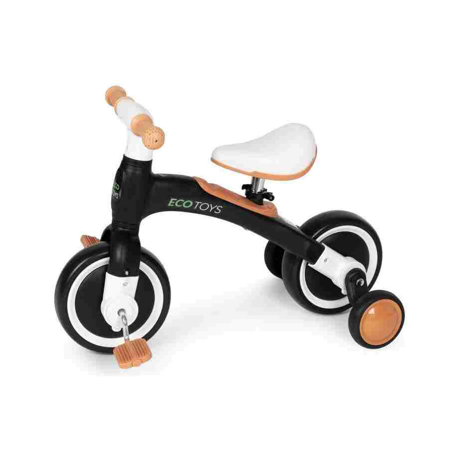 ecotoys balans bicikl sa pedalama i pomocnim tockovima 3u1 black5343011