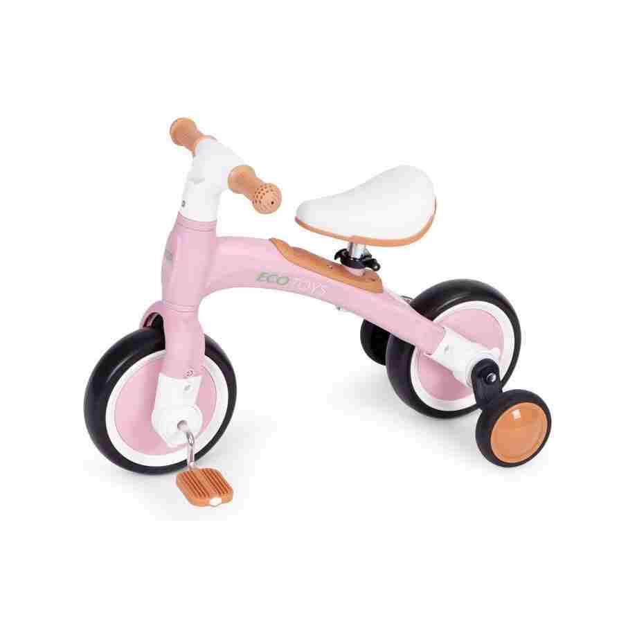 ecotoys balans bicikl sa pedalama i pomocnim tockovima 3u1 pink13540