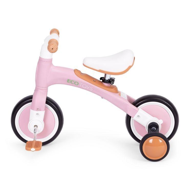 ecotoys balans bicikl sa pedalama i pomocnim tockovima 3u1 pink13543