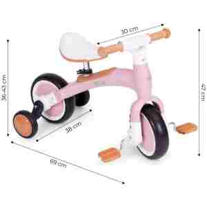 Ecotoys balans bicikl sa pedalama i pomoćnim točkovima 3u1 pink Ecotoys balans bicikl sa pedalama i pomoćnim točkovima 3u1 pink - Slika 7
