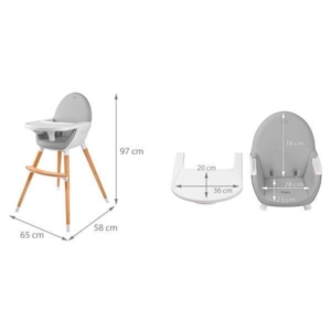 KINDERKRAFT HIGH STOLICA ZA HRANJENJE 2U1 FINI GREY - Slika 7