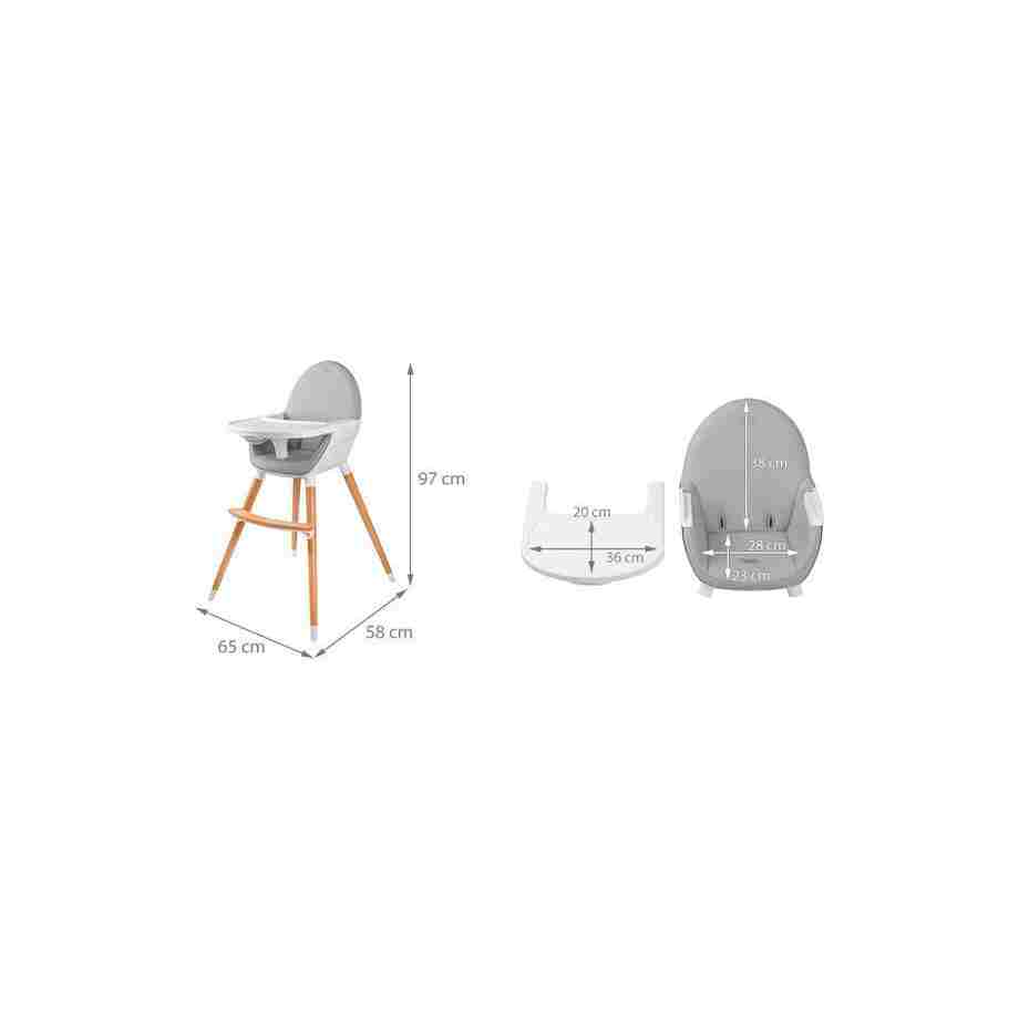 KINDERKRAFT HIGH STOLICA ZA HRANJENJE 2U1 FINI GREY