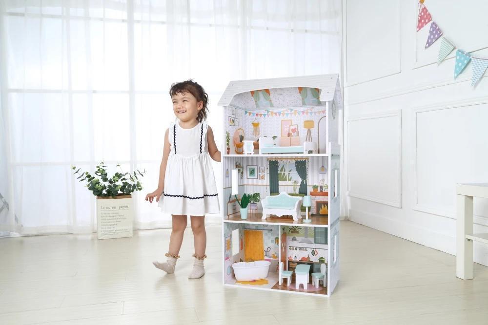 Kućica za lutke Alice na 3 sprata, 4 sobe, set sa 9 komada nameštaja – ECOTOYS Kućica za lutke Alice na 3 sprata, 4 sobe, set sa 9 komada nameštaja – ECOTOYS