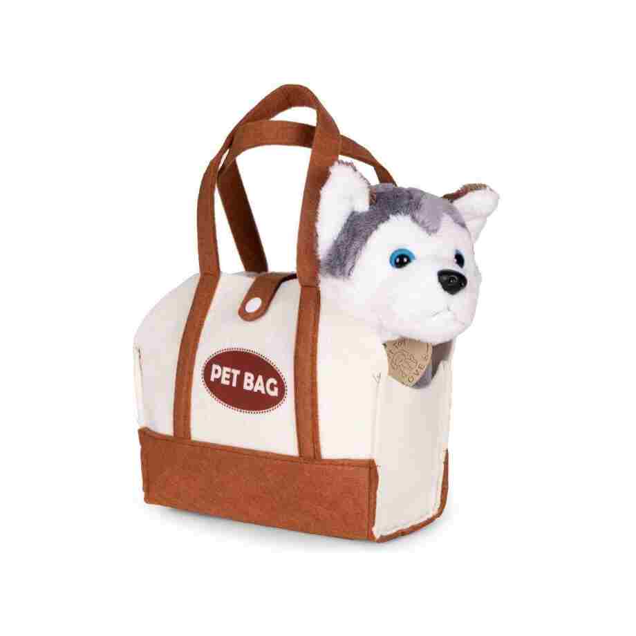 Plišana igračka za decu, štene Husky, torba + četka za negu Plišana igračka za decu, štene Husky, torba + četka za negu
