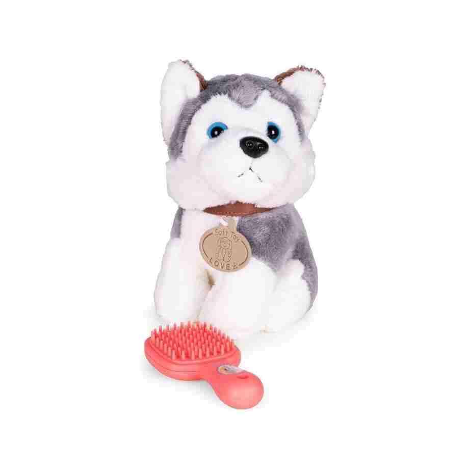 Plišana igračka za decu, štene Husky, torba + četka za negu Plišana igračka za decu, štene Husky, torba + četka za negu