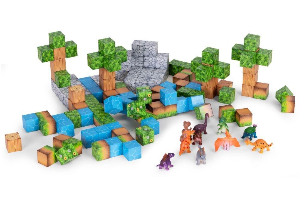 Set magnetnih kocki za decu – 142 dela, kocke i dinosaurisi