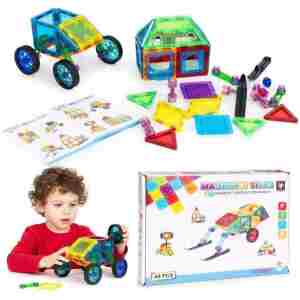 Set magnetnih kocki za decu – kuća i auto, 48 delova