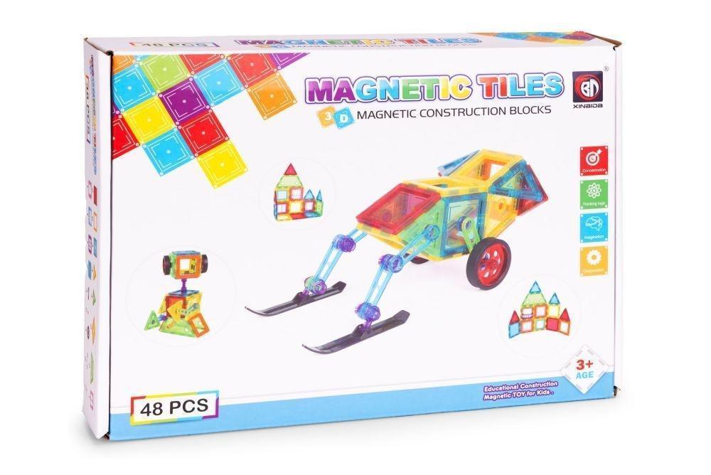 Set magnetnih kocki za decu – kuća i auto, 48 delova