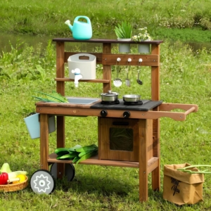 Spoljna drvena kuhinja sa dodacima za igru u pesku i blatu 04 - ECOTOYS - Slika 6
