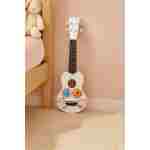 Ukulele drvena gitara za decu sa 4 najlonske žice i trzalicom bela– ECOTOYS - Slika 2
