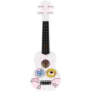 Ukulele drvena gitara za decu sa 4 najlonske žice i trzalicom bela– ECOTOYS