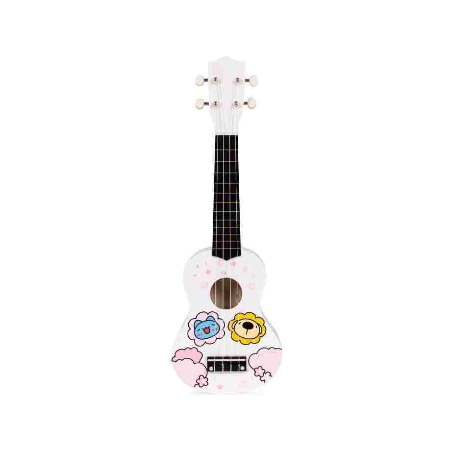 ukulele drvena gitara za decu sa 4 najlonske zice i trzalicom bela–5346887