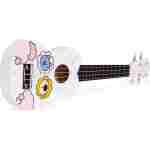 Ukulele drvena gitara za decu sa 4 najlonske žice i trzalicom bela– ECOTOYS - Slika 4