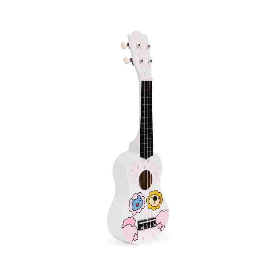 ukulele drvena gitara za decu sa 4 najlonske zice i trzalicom bela–5346893