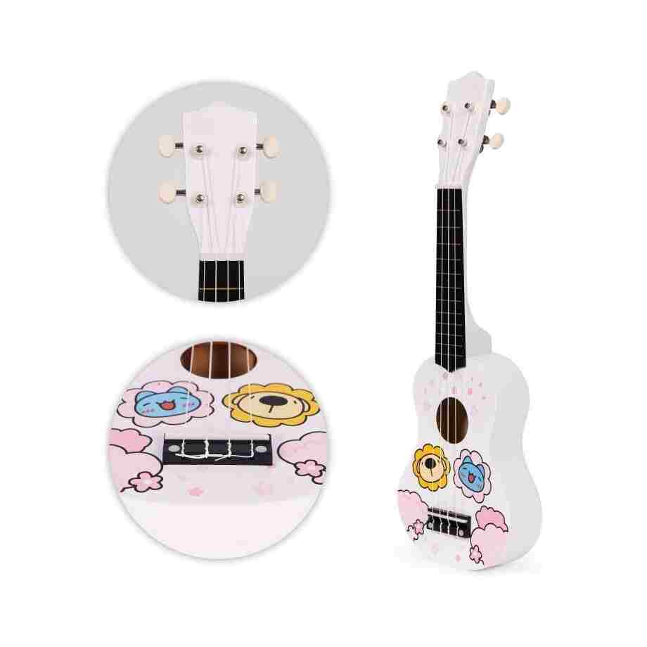 ukulele drvena gitara za decu sa 4 najlonske zice i trzalicom bela–5346896