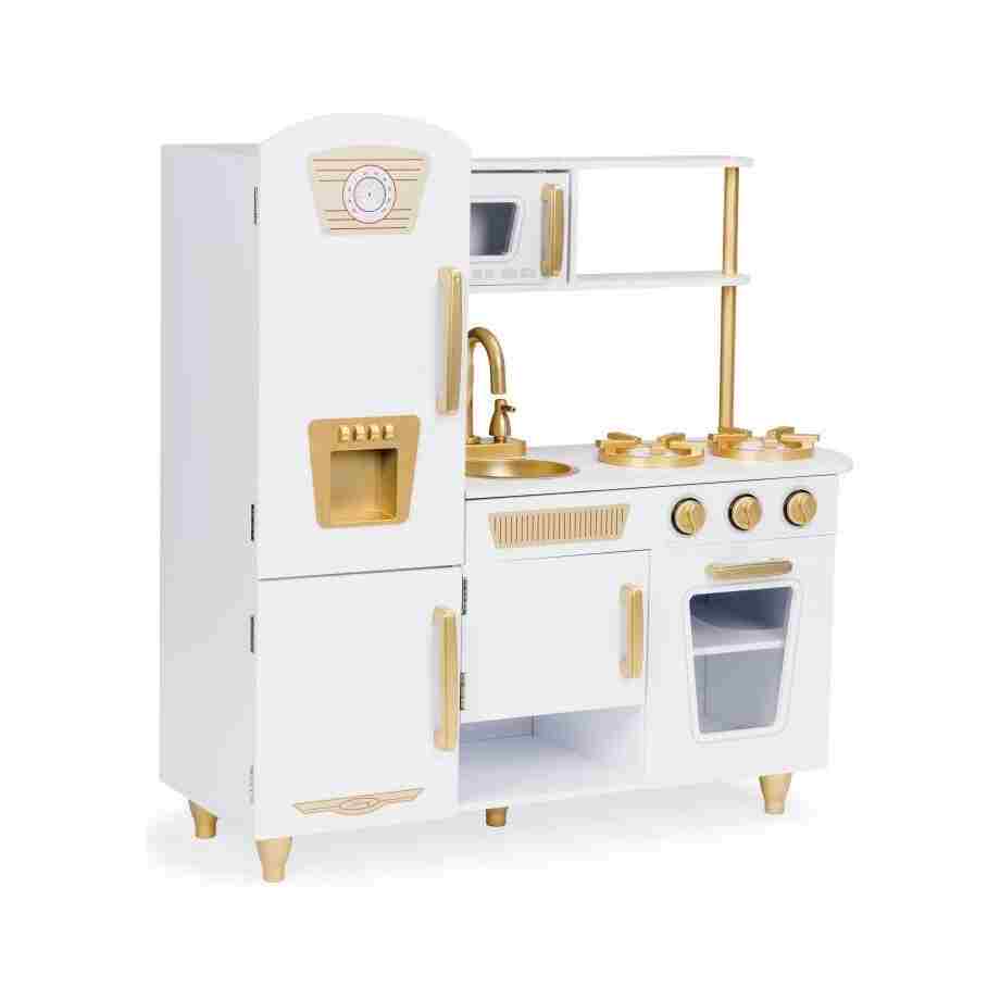velika drvena kuhinja za decu white and gold13682