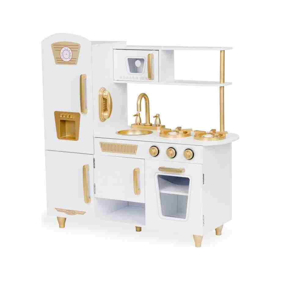 velika drvena kuhinja za decu white and gold13684