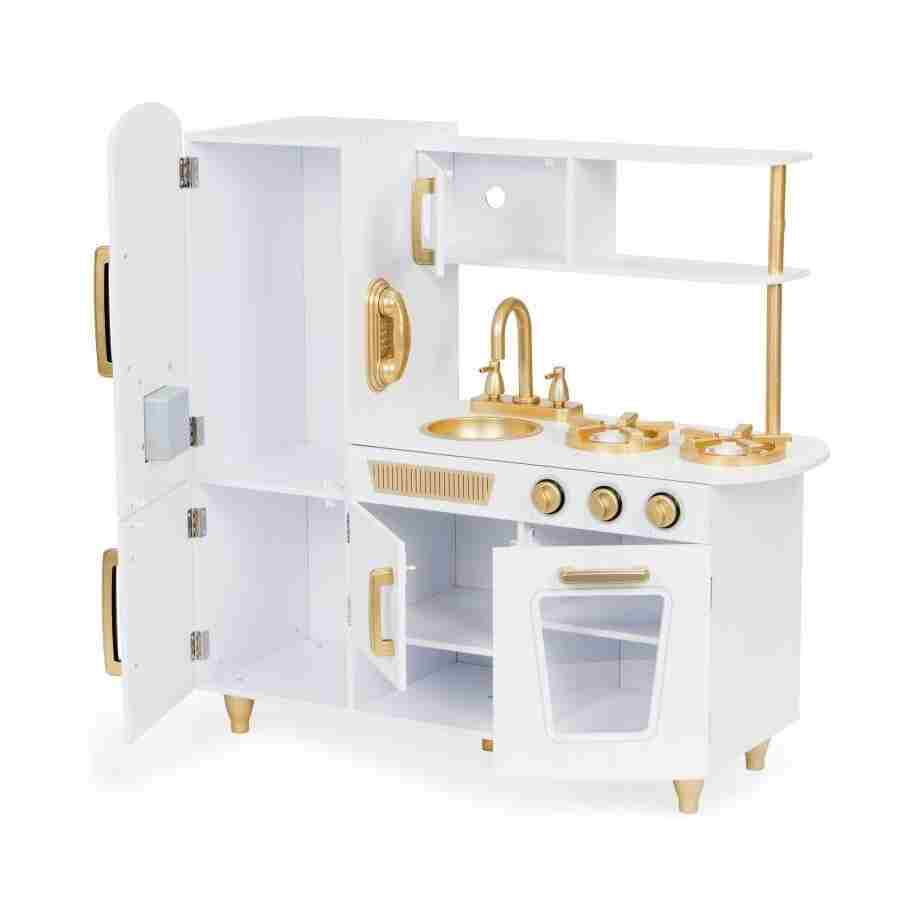 velika drvena kuhinja za decu white and gold13685
