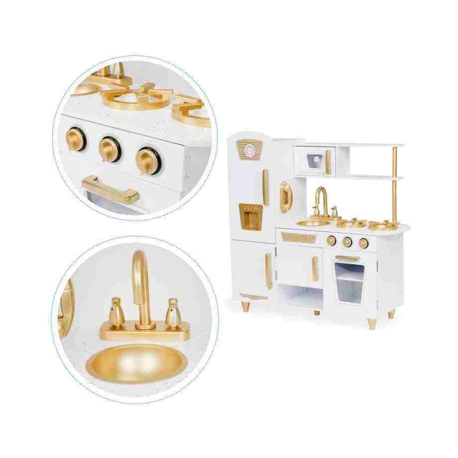 velika drvena kuhinja za decu white and gold13686