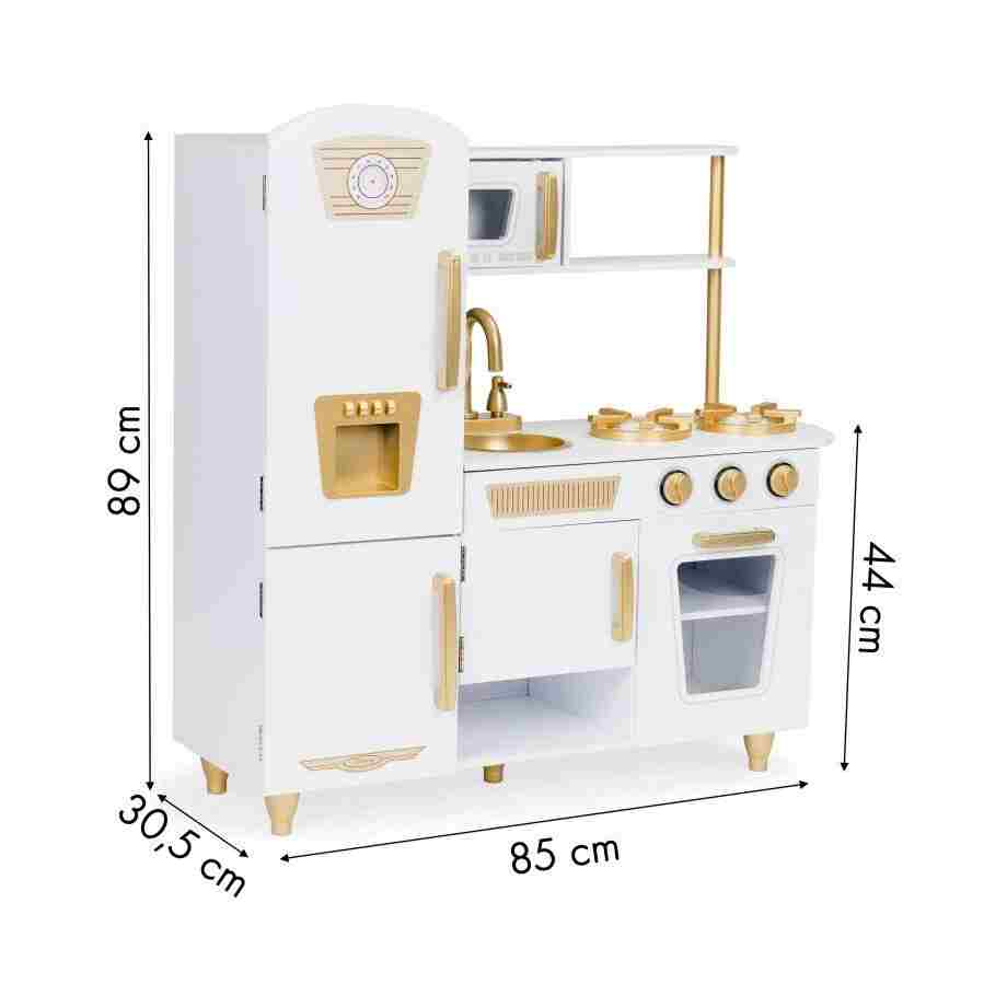 velika drvena kuhinja za decu white and gold13687