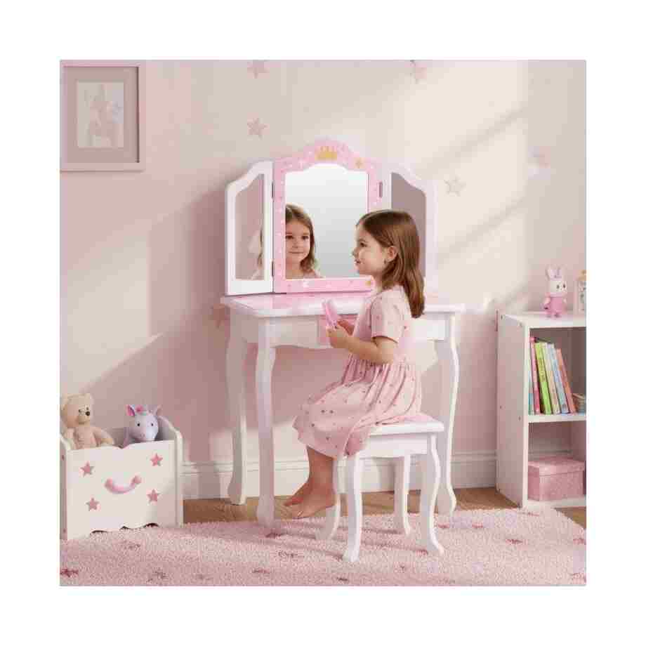 veliki deciji toaletni sto za devojcice sa trostrukim ogledalom5347031