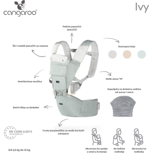 Cangaroo Kengur nosiljka Ivy + GRATIS pamučni jastučići – Beige Cangaroo Kengur nosiljka Ivy + GRATIS pamučni jastučići – Beige - Slika 3