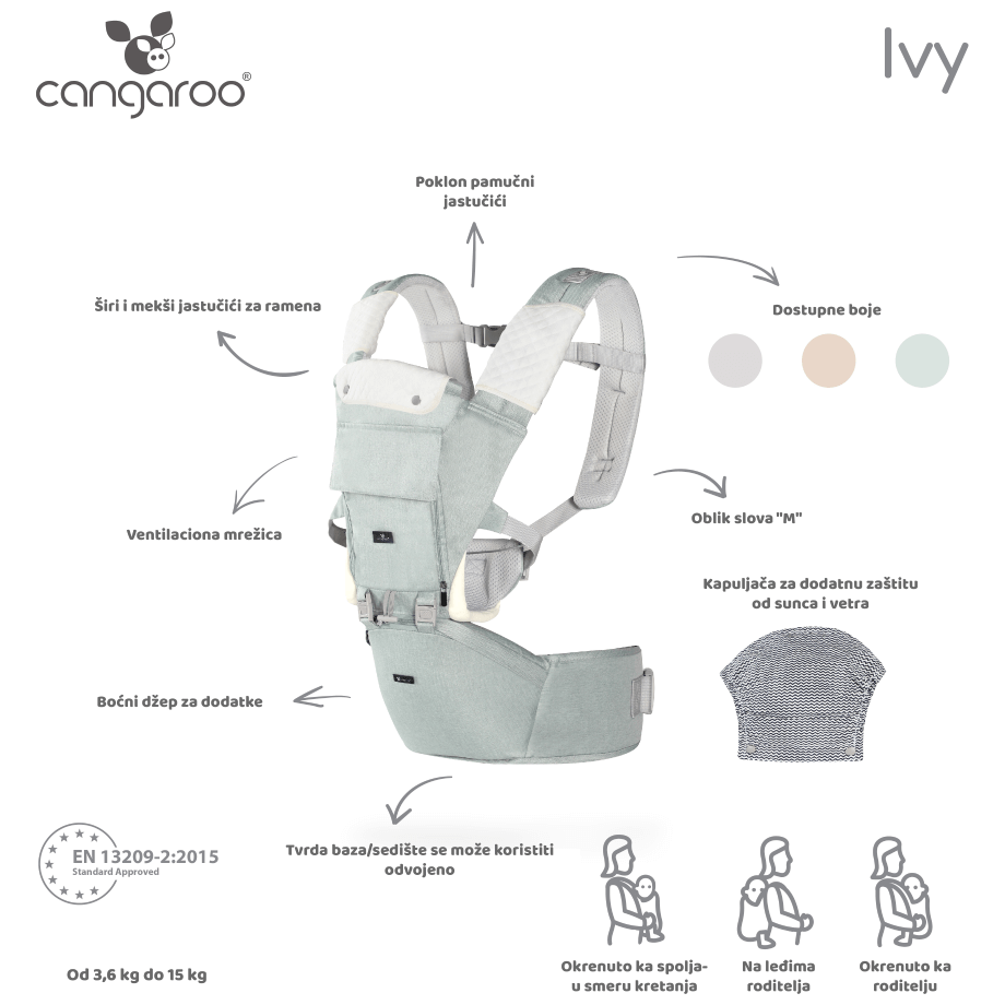 Cangaroo Kengur nosiljka Ivy + GRATIS pamučni jastučići – Beige Cangaroo Kengur nosiljka Ivy + GRATIS pamučni jastučići – Beige