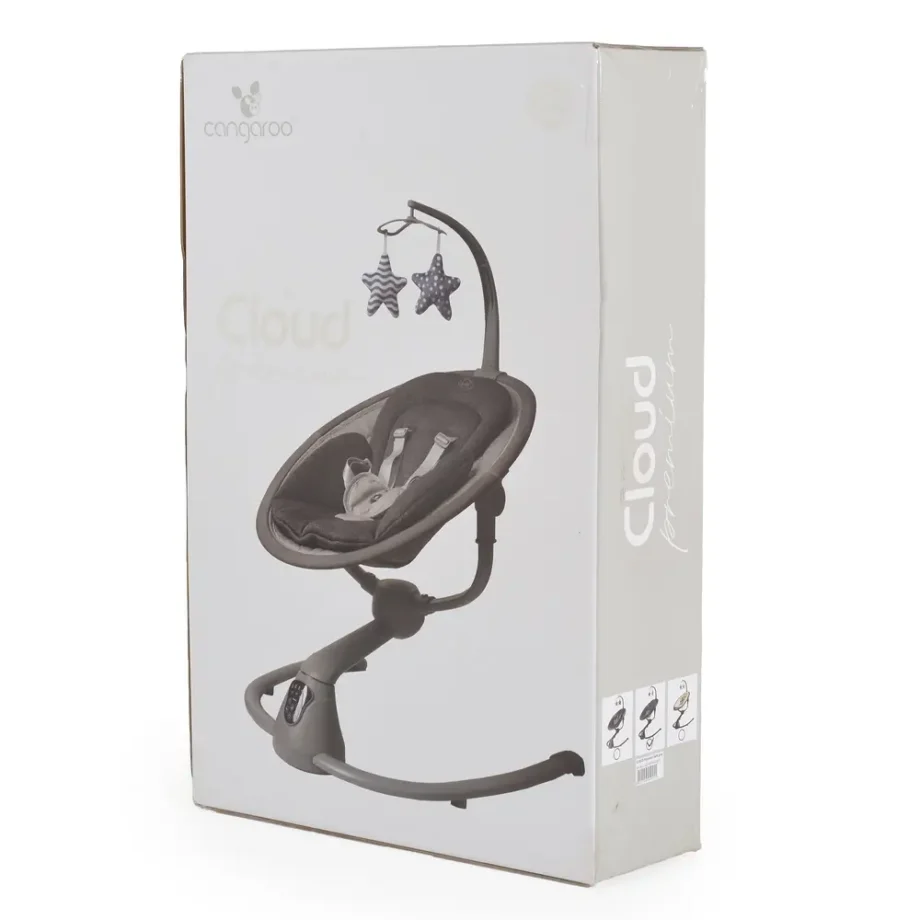 ljuljaška za bebe Cangaroo Cloud Premium Light Grey bliži prikaz