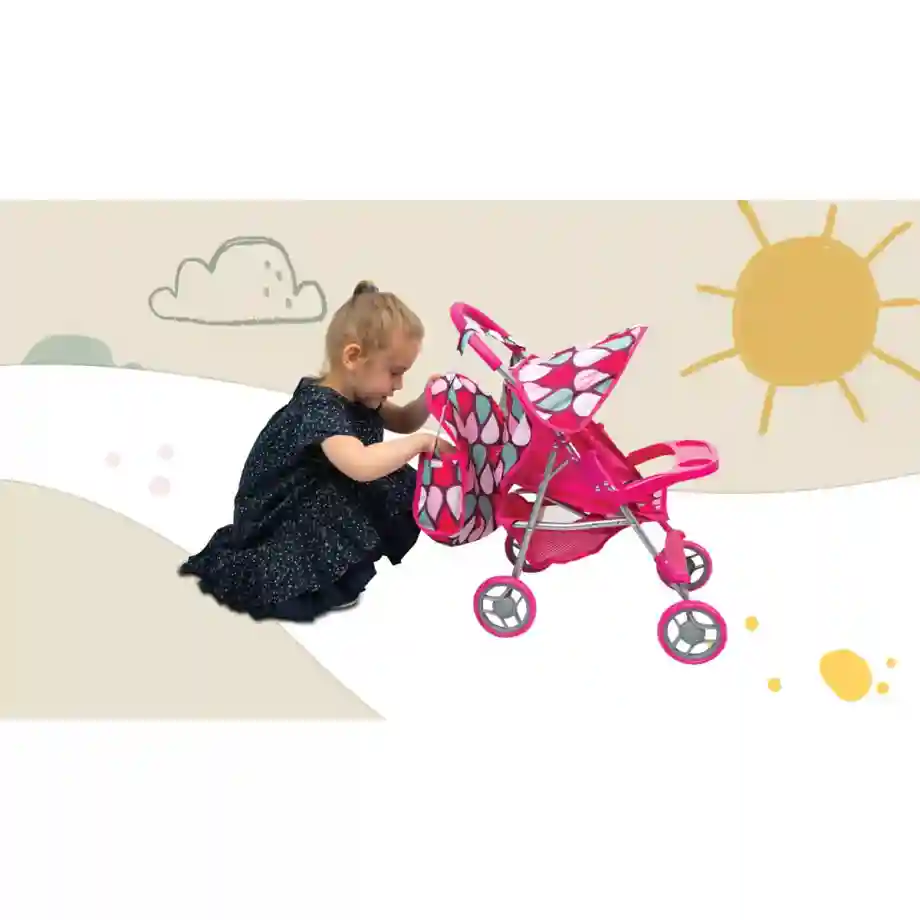 Kolica za lutke Mini kolica za lutke Mini ružičasta boja detalj