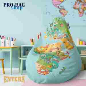 Lazy Bag - Mapa sveta, ilustrovane znamenitosti država - 200 lazy bag za decu univerzalna veličina od šoteks materijala