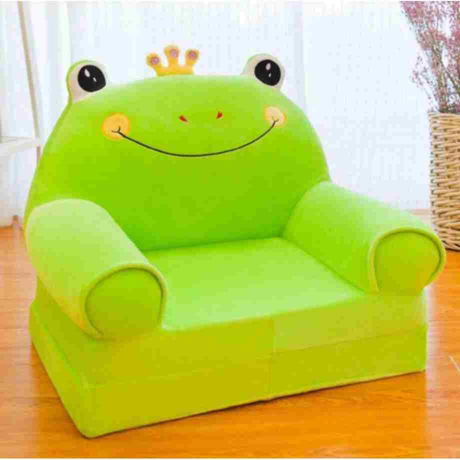 Foteljica za decu FROGY CROWN mekana plišana foteljica koja se rasklapa u ležaj za udobno sedenje, igru i odmor mališana