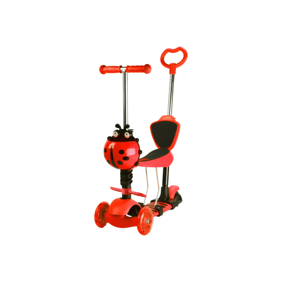 trotinet bubamara 5u1 crveni dečiji trotinet sa led točkovima i sedištem