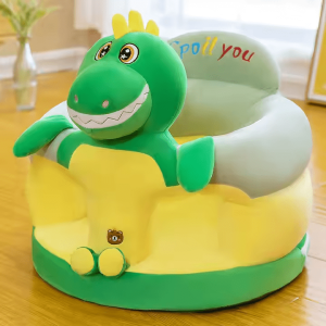 Foteljica za bebe Dino Grey mekana plišana foteljica sa sigurnosnim pojasom za udobno sedenje mališana